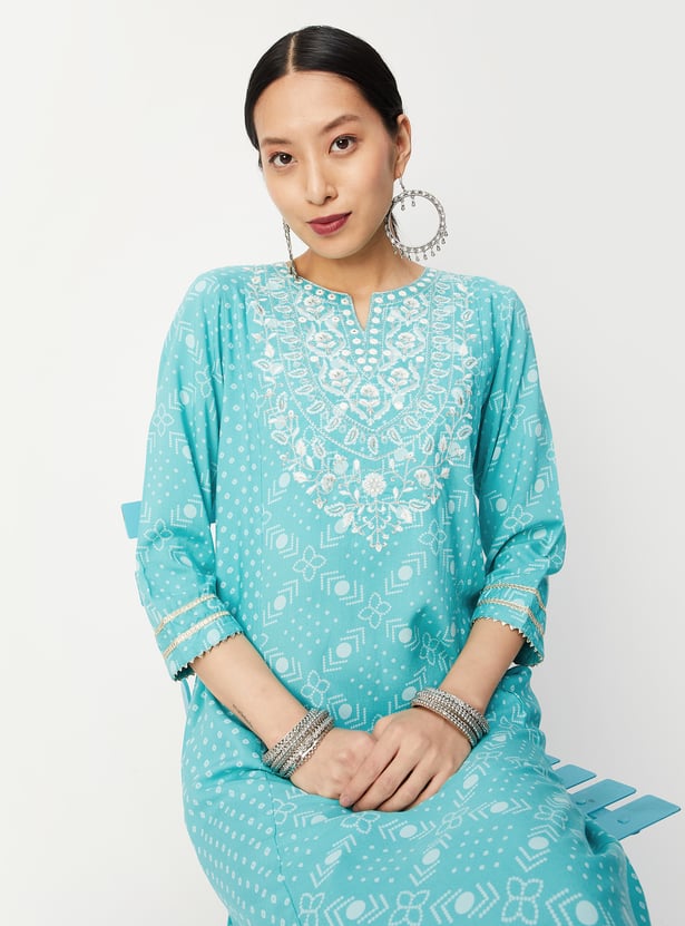Women Embroidered Yoke A-line Kurta