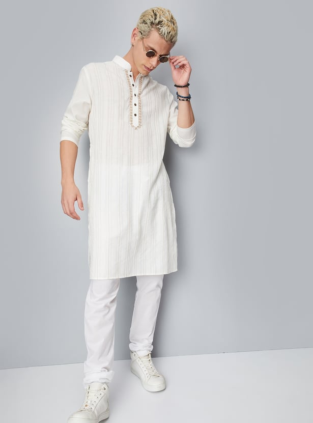Men Striped Long Kurta